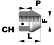 Tuerca conica abierta m12x1,25 l24 c19