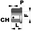 Tuerca plana abierta m12x1,25 l17 c19