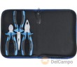 Estuche 3 alicates mango bimateria azul (universal 175 mm. - boca cigüeña recta 200 mm - corte diagonal 165 mm.)