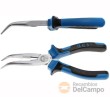 Alicate boca cigueña curva 200 mm, mango antideslizante azul