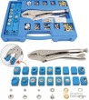 Estuche mordaza grip de bocas intercambiables + 274 pcs surtidas de ojales y accesorios.
