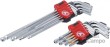 Blister de 9 llaves acodadas allen/allen bola extralargas (ø1,5 - 10 mm.) + 9 llaves acodadas torx/torx-h cortas(øt10h - t50h)