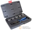 Estuche alicate prensaterminales profesional, 220 mm.+ 5 mordazas de presión intercambiables