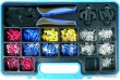 Estuche alicate prensaterminales + 2 mordazas de presión intercambiables para terminales aislados ø 0.5 - 6 mm² y terminales no aislados ø 1.5 - 10 mm²+ 1000 terminales variados