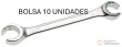 Bolsa 10 llaves abiertas de racores bihex., 17 x 19 mm