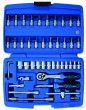 Estuche 46 pcs 1/4", vasos cortos 1/4" hex. "protorque" + vasos c/punta y carraca,(5/32" a 9/16", sae)