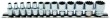 Regleta 13 vasos cortos 1/4" multicara (5/32"-1/2" / 4 - 14 mm / e5 - e18)