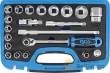 Estuche 21 pcs. 1/2" con carraca reversible 72 d. *extra-slim* + 16 vasos extracortos hex. *protorque* (10-32 mm.) + articulación y 3 alargaderas.