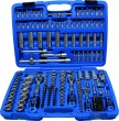 Estuche 192 pcs, 1/4" + 3/8" + 1/2", vasos cortos y largos hex.*protorque* + vasos con punta 1/4" + puntas 1/4" y 5/16" variadas, medidas sae - inch