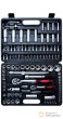 Estuche 108 pcs. vasos cortos y largos 1/4" + 1/2" hex. y vasos c/punta