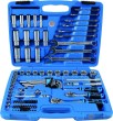 Estuche 92 pcs vasos cortos y largos 1/4" + 3/8", hex. "protorque" (4 - 24 mm) + puntas 1/4" allen / tx / pl / ph / pz+ llaves combinadas(6-19 mm) + 9 llaves codo allen (1,5-10 mm)
