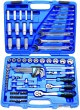 Estuche 92 pcs vasos cortos y largos 1/4" + 3/8", hex. "protorque" (5/32" - 1" sae) y vasos c/punta + llaves combinadas(1/4" - 3/4" sae)