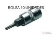 Bolsa 10 vasos cortos 1/4", punta torx inviolable, t10h