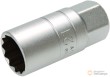 Vaso largo 1/2" bihex. de bujia satinado con goma interna, 21 mm
