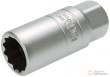 Vaso largo 3/8" bihex. de bujia satinado con goma interna, 18 mm