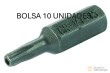 Bolsa de 10 puntas 1/4" torx inviolable, t15h x 25 mm