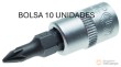 Bolsa 10 vasos cortos 1/4" punta pozidriv, pz1