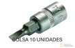 Bolsa 10 vasos cortos 1/4" punta plana, 4 mm