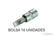 Bolsa 10 vasos cortos 1/4" punta plana, 6.5 mm