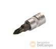 Vaso corto 1/4" punta pozidriv, pz0