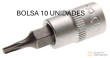 Bolsa 10 vasos cortos 1/4" punta torx, t9