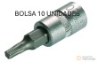 Bolsa 10 vasos cortos 1/4" punta torx, t20
