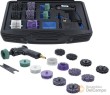 Estuche de lijadora neumática + 16 discos abrasivos y lijas circulares de cerdas para eliminacion de oxido, pintura, adhesivos, selladores, etc.