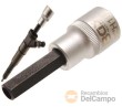 Vaso corto 1/2" punta allen inviolable, h10h x 75 mm para sustitucion de inyectores