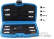 Estuche 9 vasos cortos 1/2" con punta ribe (r10x165 mm. - r12x120 mm. - r13x120 mm. - r14x120 mm.), xzn (m10x140 mm. - m12x140 mm.), torx (t55x140 mm. - t70x120 mm.) y torx tipo e (e12x140 mm.)