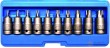 Estuche 10 vasos cortos 1/2" impacto con punta torx ( t20 - t70 x 55 mm.)