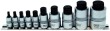 Regleta 10 vasos cortos 1/4" + 3/8" + 1/2" punta allen reforzada ( h4 - h19 mm)