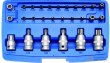 Estuche 27 pcs. vasos cortos 1/2" con punta torx (t45 - t70) + puntas torx y torx-h + adaptadores 1/4" -3/8" - 1/2"