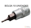 Bolsa 10 vasos cortos 1/4" con punta allen, 1,5 mm