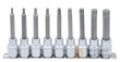 Regleta de 9 vasos cortos 1/2" con punta torx-h ( t20h - t25h - t27h - t30h - t40h - t45h - t50h - t55h - t60h x 100 mm.)