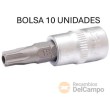 Bolsa 10 vasos cortos 1/4" punta pentagonal inviolable, ts50h x 38 mm