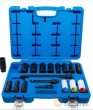 Estuche 10 vasos largos 1/2" impacto hex. (10 - 24 x 78 mm) + 3 vasos largos 1/2" de impacto de aluminio con protector de plástico (17-19 -21 x 78 mm) + 3 alargaderas 1/2" de impacto (75-125-250 mm)