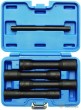 Estuche 4 vasos largos 1/2" impacto en espiral (17 - 19 - 21 - 22 x 150 mm) + botador, para extraccion tornillos antirrobo
