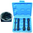 Estuche 3 vasos largos 1/2" impacto en espiral (17 - 19 - 21 x 150 mm) + botador, para extracción tornillos antirrobo