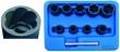 Estuche 10 vasos cortos 3/8" impacto en espiral (10 - 19 mm), para extraccion tornillo antirrobo