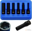 Estuche 6 vasos largos 1/4" impacto en espiral para sustitución de electrodo de calentador bujia diesel