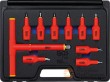 Estuche de maneral en *t* 1/2" aislado vde 1.000 v. + 9 vasos cortos 1/2" aisladosvde 1.000 v. con punta torx (t20 - t25 - t27 - t30 - t40 - t45 - t47 - t50 - t55 x 95 mm.)