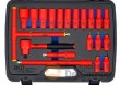 Estuche 3/8" con maneral en *t* aislado vde 1.000 v.+11 vasos largos aislados vde 1.000v. hex (7-8-10-11-12-13-14-15-17-19-22x72 mm.)+ 2 alargadores (100+250 mm.)+carraca rev.+6 vasos con punta allen