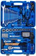 Estuche combinado 1/4" + 1/2" de 111 pcs( carraca 1/2" + 15 pcs 1/2" + carraca 1/4" + 19 pcs 1/4" + 32 puntas 1/4" +4 alicates + martillo 300 gr.+5 destornilladores+12 llaves combinadas+linterna)