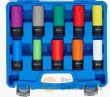 Estuche de 8 vasos largos 1/2" hex. de impacto con protector de plástico (15-17-19-21-22-23-24-7/8") + 2 especiales de mercedes benz y hyundai (17 - 21 mm) sustitucion tornillo antirrobo
