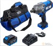 Bolsa con llave de impacto 1/2" eléctrica - recargable 18 v dc - sin escobillas - 1.200 nm. - incluye bateria li-ion 4.0 ah. y cargador rapido 4.0 a. 18 v.