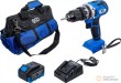 Bolsa con taladro/atornillador de impacto eléctrica - recargable 18 v dc - 65 nm. - sin escobillas - incluye bateria li-ion 4.0 ah. y cargador rapido 4.0 a. 18 v.