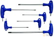 Blister 6 llaves acodadas mango en "t" doble torx, t10 - t40