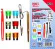 Estuche 90 fusibles de automovil (5 - 10 - 15 - 20 - 25 - 30 a.) + pinza extractora de plástico y buscapolos metálico 6 - 24 v.