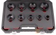Estuche 9 vasos cortos con almena interior, 1/2" & 3/4" para tuercas ranuradas de bloqueo de ejes, manguetas de fijación o desmontaje de vehiculos industriales, (km4 - km12)