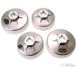 Blister de 4 cazoletas 1/2" extractoras de filtro de aceite de aluminio (ø 65 mm x 14 c - ø 67 mm x 14 c - ø 74 mm x 14 c - ø 75 mm x 15 c.)